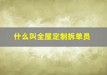 什么叫全屋定制拆单员