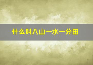 什么叫八山一水一分田