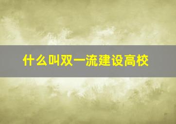 什么叫双一流建设高校