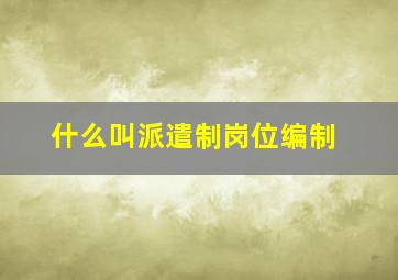 什么叫派遣制岗位编制