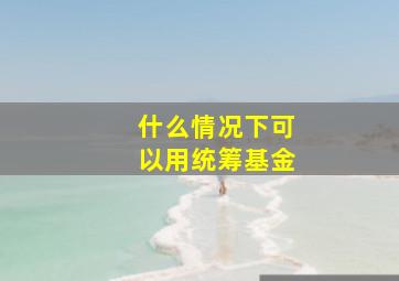 什么情况下可以用统筹基金