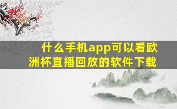 什么手机app可以看欧洲杯直播回放的软件下载