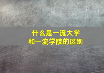 什么是一流大学和一流学院的区别