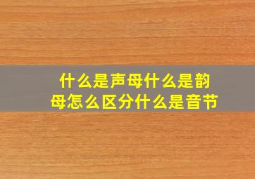 什么是声母什么是韵母怎么区分什么是音节