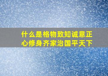 什么是格物致知诚意正心修身齐家治国平天下