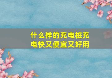 什么样的充电桩充电快又便宜又好用