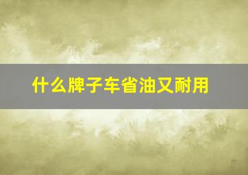 什么牌子车省油又耐用