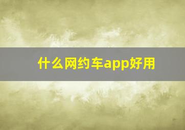 什么网约车app好用