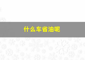 什么车省油呢