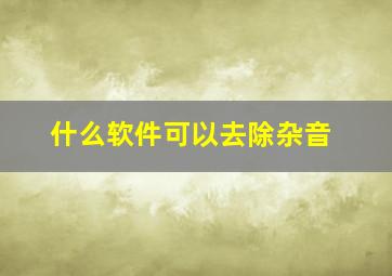 什么软件可以去除杂音