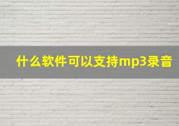 什么软件可以支持mp3录音