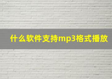 什么软件支持mp3格式播放