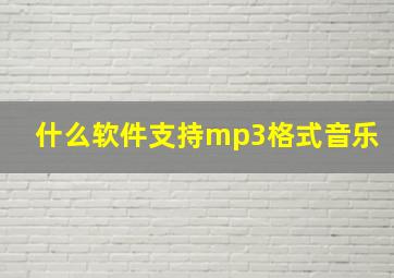 什么软件支持mp3格式音乐