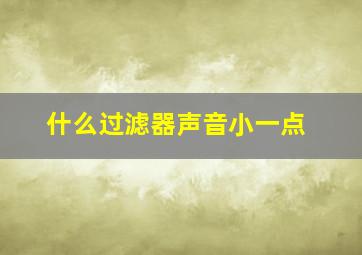 什么过滤器声音小一点