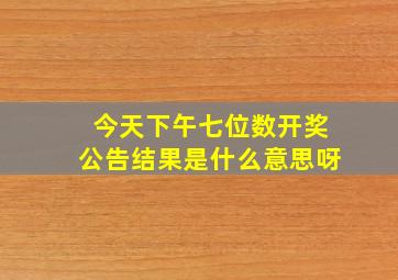 今天下午七位数开奖公告结果是什么意思呀