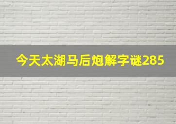 今天太湖马后炮解字谜285