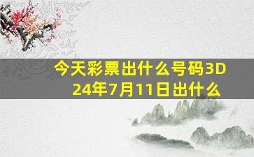 今天彩票出什么号码3D24年7月11日出什么