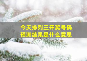 今天排列三开奖号码预测结果是什么意思