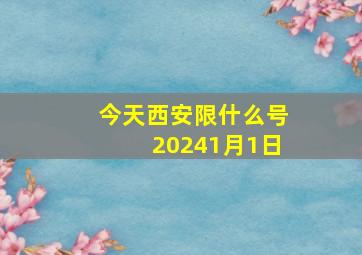 今天西安限什么号20241月1日