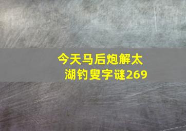 今天马后炮解太湖钓叟字谜269