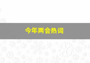 今年两会热词