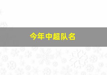 今年中超队名