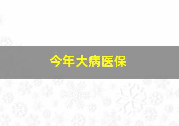 今年大病医保