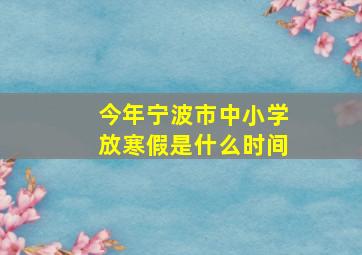 今年宁波市中小学放寒假是什么时间