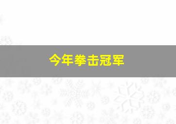 今年拳击冠军