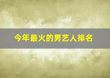 今年最火的男艺人排名