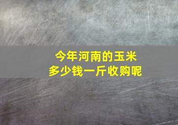 今年河南的玉米多少钱一斤收购呢