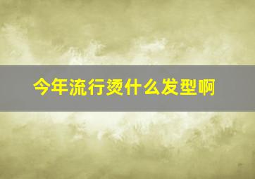 今年流行烫什么发型啊