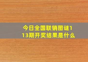 今日全国联销图谜113期开奖结果是什么