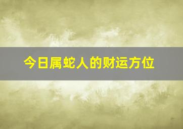 今日属蛇人的财运方位