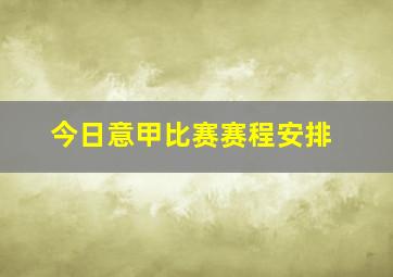 今日意甲比赛赛程安排