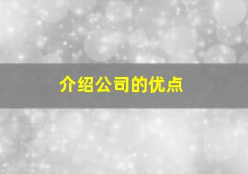 介绍公司的优点