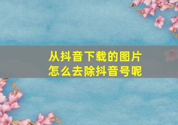 从抖音下载的图片怎么去除抖音号呢