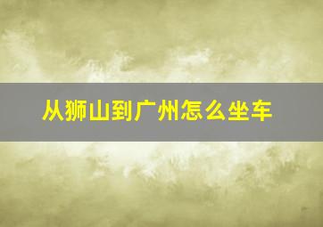 从狮山到广州怎么坐车