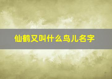 仙鹤又叫什么鸟儿名字