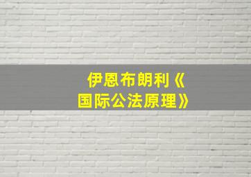 伊恩布朗利《国际公法原理》