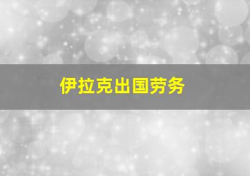 伊拉克出国劳务