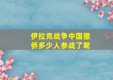 伊拉克战争中国撤侨多少人参战了呢