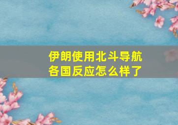 伊朗使用北斗导航各国反应怎么样了