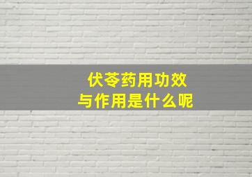 伏苓药用功效与作用是什么呢