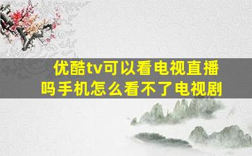 优酷tv可以看电视直播吗手机怎么看不了电视剧