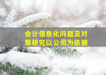 会计信息化问题及对策研究以公司为依据