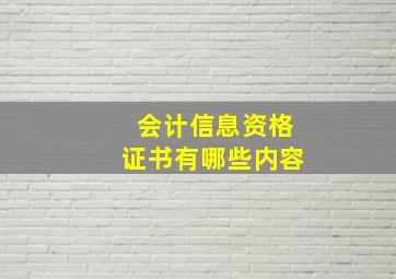 会计信息资格证书有哪些内容