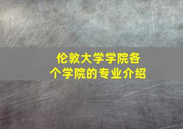 伦敦大学学院各个学院的专业介绍