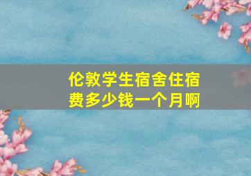 伦敦学生宿舍住宿费多少钱一个月啊