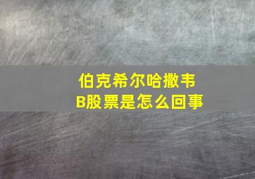 伯克希尔哈撒韦B股票是怎么回事